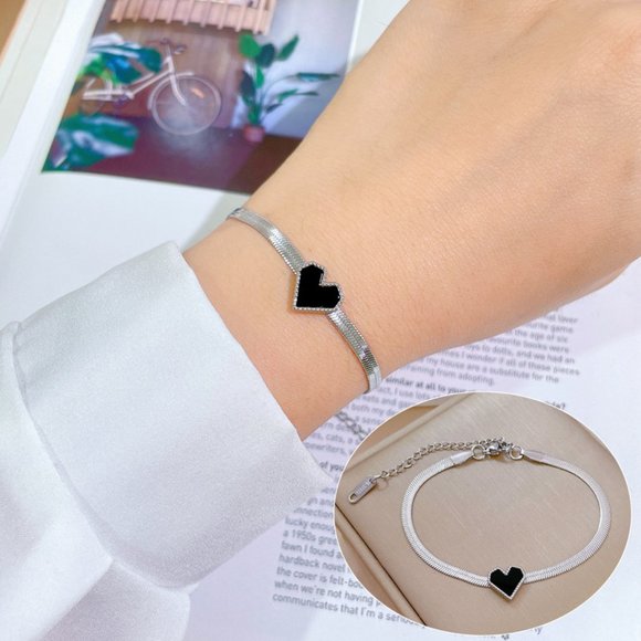 3/$35 Heart Shape Titanium Stainless Steel Silver Tone Love Bracelet Gift - Picture 1 of 4